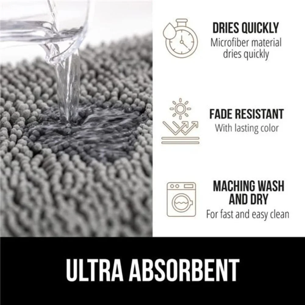 Gorilla Grip Bath Rug, Thick Soft Absorbent Chenille Rubber Backing Bathroom Rug